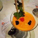 Salmorejo con brandada de bacalao